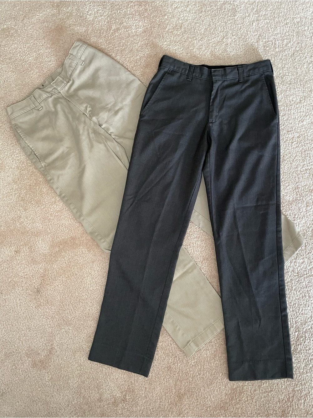 Elderwear Prep Men's Uniform Pants 2 Pair 28x30 Khaki Tan and Gray